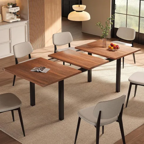 Vista 11 de Einhomn - Mesa de comedor moderna y extensible para 4-6 personas, mesa de cocina estilo granja de 63", mesas rectangulares para comedor, cocina
