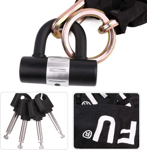 Vista 5 de Cerradura de cadena para motocicleta, cadena antirrobo resistente