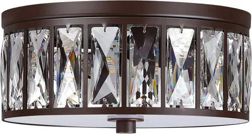 Vista 12 de Lámpara de techo de tambor de cristal cromada de 12 pulgadas, montaje semiempotrado, accesorio de granja para sala de estar, comedor, dormitorio