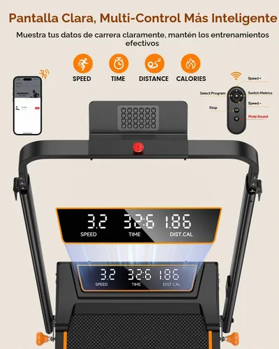 Vista 6 de Walking Pad Treadmill with 15% Incline & Dual LED Display, 4 in 1 Walking Pad with Handle Bar, 3.5HP Foldable Under Desk Treadmill, Portable
