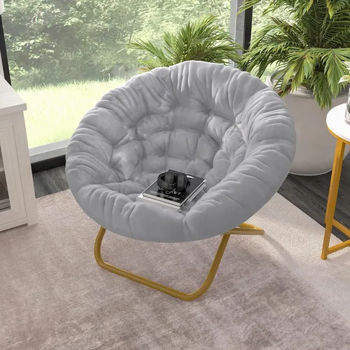 Vista 10 de EMMA + OLIVER Ersa - Silla plegable de gran tamaño de 38 pulgadas con tapicería de piel sintética acogedora en negro con marco de metal negro