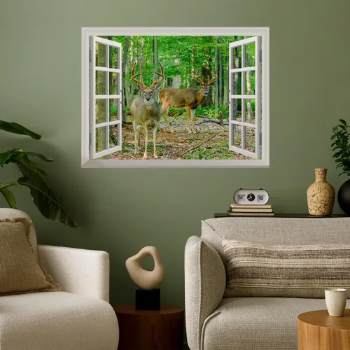 Vista 19 de wall26 Adhesivo de pared removible/mural de pared, vista de ventana, koala gris australiano en bosque, árboles, animales, naturaleza, fotografía