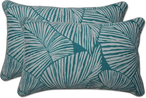 Vista 34 de Pillow Perfect Almohadas lumbares Delray azul marino para exteriores/interiores, 11.5 x 18.5 pulgadas, paquete de 2