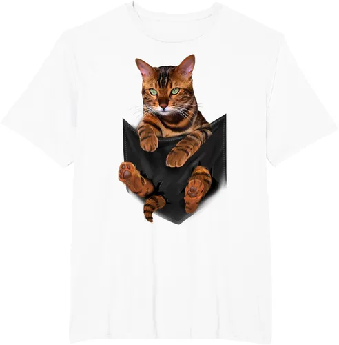Vista 56 de Camiseta de bolsillo con estampado de tigre y gato Negro