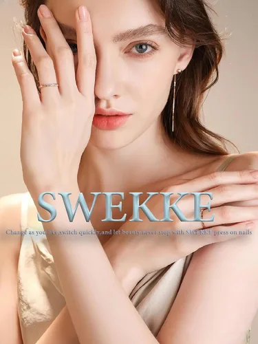 Vista 6 de Uñas postizas medianas con diseño de ataúd SWEKKE a presión, uñas postizas de cobertura completa rosa con diseños de flores, uñas adhesivas C1