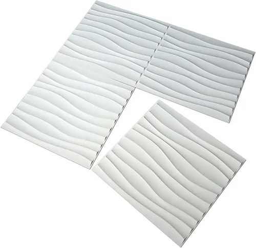 Vista 3 de HAILM Panel de pared texturizado ondulado 3D de PVC para decoración de interiores, papel tapiz 3D para sala de estar residencial y comercial