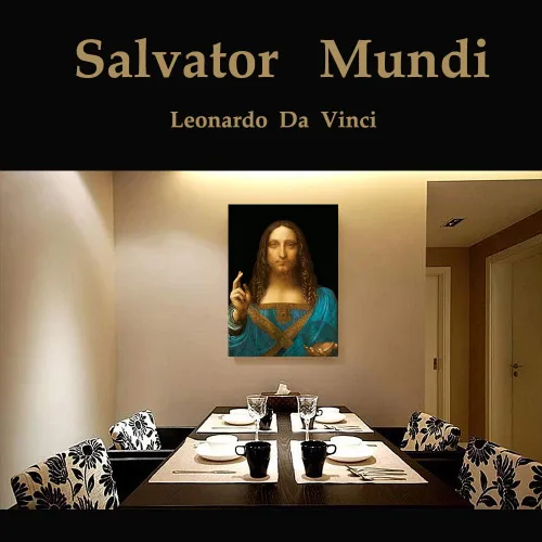 Vista 2 de ELITEART -Salvator Mundi por Leonardo Da Vinci Reproducción de pintura al óleo Giclée Wall Art Impresiones en lienzo
