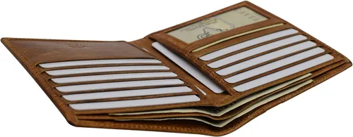 Vista 5 de Cartera de piel de cordero premium con bloqueo RFID, plegable, hipster, para tarjetas de crédito, Cavelio Bronceado, Bifold