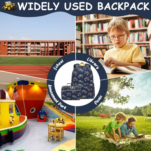 Vista 92 de CAMTOP - Conjunto de mochila y lonchera con estampados divertidos para niños de preescolar y primaria), Y0058-2