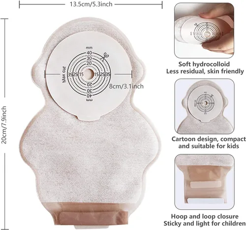 Vista 6 de Bolsa de ostomía para recién nacidos, bolsa desechable para heces (10 piezas)