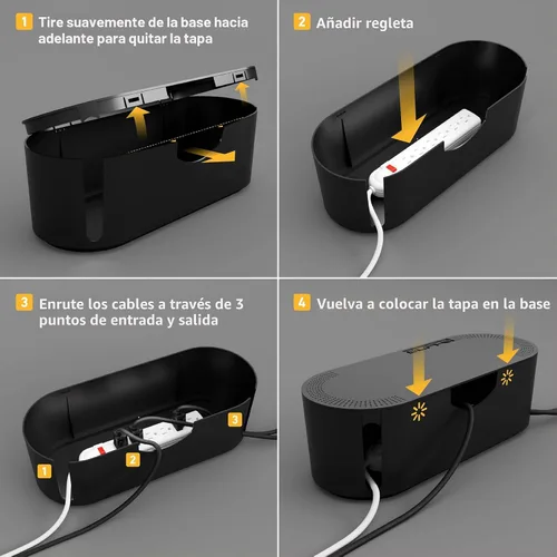 Vista 9 de D-Line Caja de gestión de cables, cubierta de regleta de alimentación, ocultador de toma de piso, organizador de cables de escritorio, ocultar