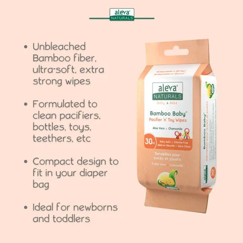 Vista 4 de Aleva Naturals Chupete de bambú y toallita de juguete