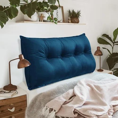 Vista 10 de Johnear Almohada de cabecera negra de felpa para lectura, almohada de apoyo para la espalda, almohada para cama sentada, sofá cama para adultos
