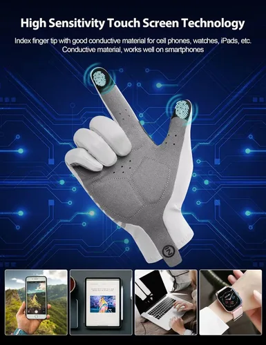 Vista 5 de INBIKE Guantes de ciclismo para hombre y mujer, forro polar fino, para pantalla táctil, guantes de bicicleta acolchados para correr, conducir