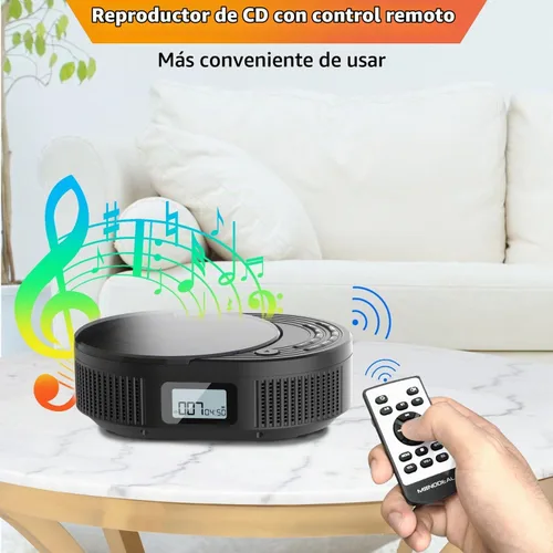 Vista 8 de MONODEAL Reproductor de CD portátil con 2 altavoces de 3 W, transmisor Bluetooth y altavoz 2 en 1, radio FM reproductor de CD combinado