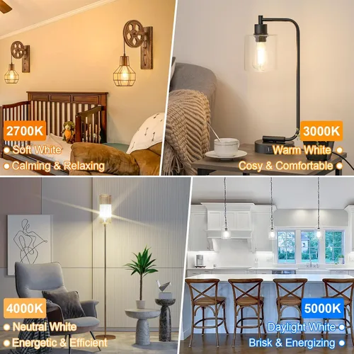 Vista 5 de Bombillas LED Edison vintage equivalentes a 60 W, regulables, 7 W, ST58, bombillas de filamento LED, blanco suave, 2700 K, iluminación