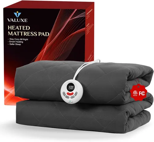 Vista 7 de Protector de Colchón Calefactable Tamaño Individual Acolchado Calentador de Cama Eléctrico de Lujo Comodidad Calor Protector de Colchón Controlador