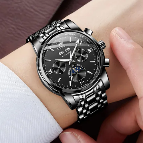 Vista 56 de OLEVS Relojes automáticos para hombre, esqueleto mecánico, de lujo, a la moda, reloj de pulsera luminoso impermeable