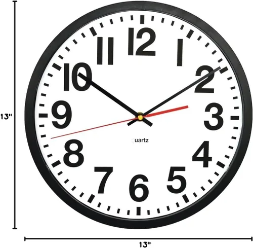 Vista 7 de Tempus Reloj de pared contemporáneo, funciona con pilas, silencioso, blanco y negro, 13 pulgadas