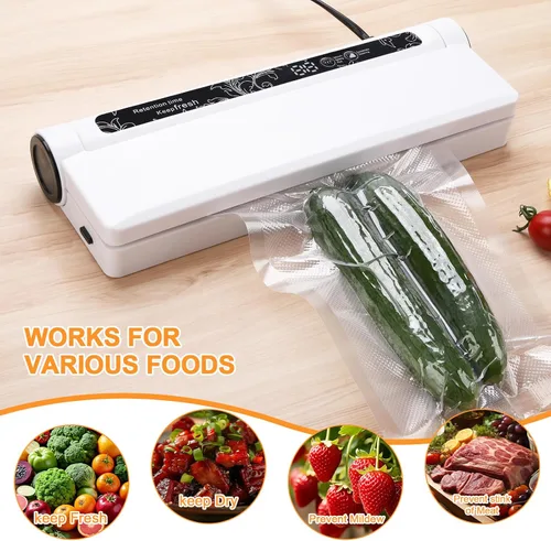 Vista 7 de Sellador al vacío, succión fuerte de 75 KPA, sellador al vacío de modos seco/húmedo para alimentos, sello extendido de 8.268 in, 40 bolsas selladas