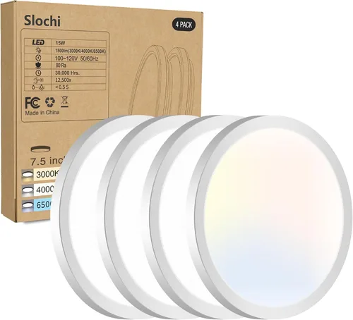Vista 11 de Paquete de 2 lámparas LED de techo empotradas, 3000K-4000K-6500K y equivalente a 100W, lámpara de techo empotrada moderna para cocina de 15W