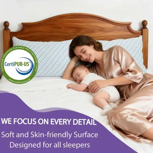 Vista 8 de VAINOC - Almohadas de espuma viscoelástica tamaño estándar, conjunto de 2, almohada firme de enfriamiento ajustable para dormir de lado, espalda