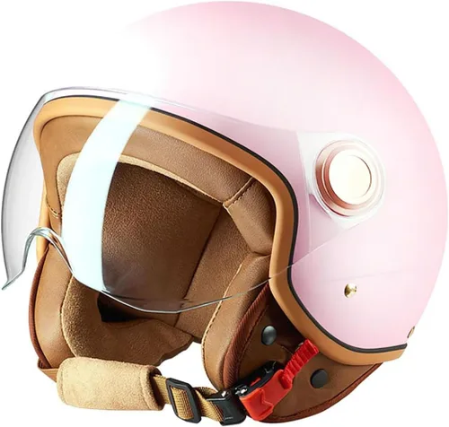 Vista 8 de Casco vintage de cara abierta 3/4 para hombres y mujeres, aprobado por el DOT para adultos, casco retro para motocicleta, casco de ciclomotor