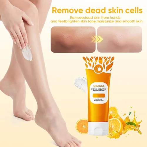 Vista 7 de Exfoliante de gel exfoliante naranja para cara y cuerpo - Exfoliante diario suave para suavizar y refrescar la piel opaca, textura de gelatina a