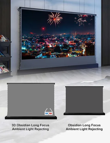 Vista 6 de VIVIDSTORM-3D - Material de pantalla de rechazo de luz ambiental de enfoque largo, pantalla de proyección motorizada para levantamiento de piso