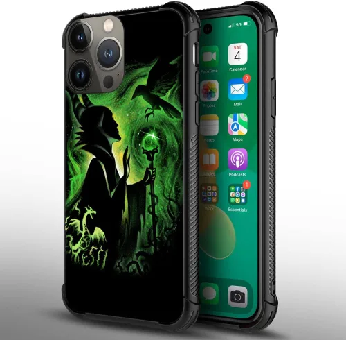 Vista 2 de CARLOCA Funda compatible con iPhone 15 Pro, patrón de dama mágica verde, ultra protección, a prueba de golpes, de silicona suave, TPU