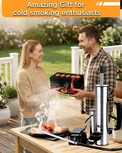 Vista 8 de Generador de humo frío para cualquier parrilla, tubo ahumador de acero inoxidable 304, tubo doble para cortar alquitrán para un sabor no graso