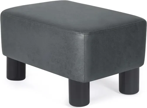 Vista 10 de Asense Taburete otomano de piel sintética, asiento acolchado rectangular pequeño con patas antideslizantes (marrón)