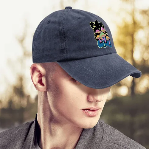 Vista 4 de devor Hat Magic Mushroom Baseball Cap for Men Funny Denim Cap Adjustable
