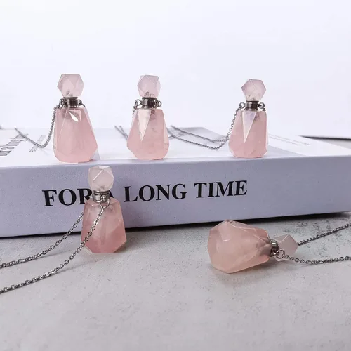 Vista 58 de Perfume Bottle Necklace Heart Shape, Amethyst Necklace Healing Crystal for Women, Essential Oil Diffuser Bottle Necklace Jewelry for Liquid