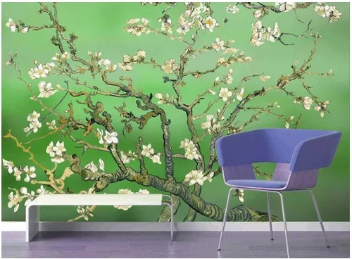 Vista 18 de Wall26 - Papel tapiz en color cobre con estampado de "Almendro en flor" de Vincent Van Gogh