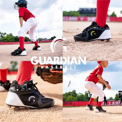 Vista 4 de Guardian Baseball Tacos de béisbol de caña alta para niños y niñas tacos de sóftbol talla 12 para niños pequeños a 7 para niños grandes
