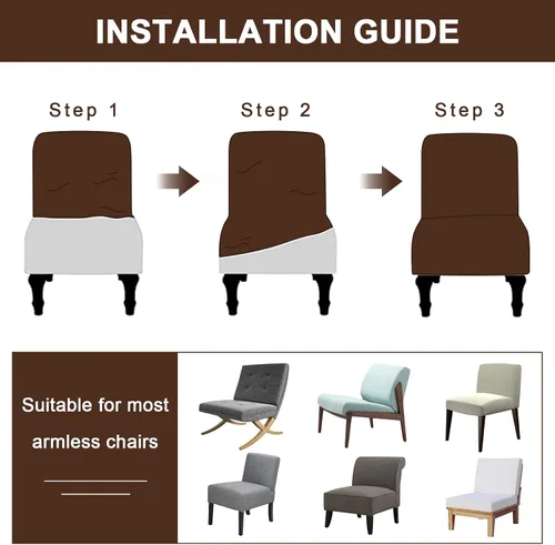 Vista 4 de LiveGo Funda para silla sin brazos, funda de terciopelo elástico para silla de comedor, funda extraíble para silla con respaldo alado y protector