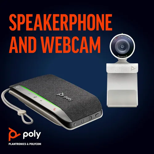 Vista 2 de POLY POLY - Cámara web Studio P5 con kit de altavoz Poly Sync 20+ Polycom - Cámara de videoconferencia profesional HD de 1080p y altavoz inteligente