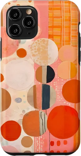 Vista 27 de iPhone 16 Abstract Boho Warm Orange and Pink Mid Century Modern Case