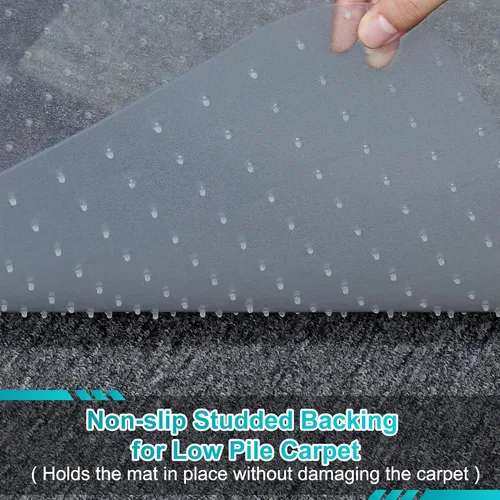 Vista 3 de Tapete para silla de oficina, 46 x 72 pulgadas, protector de suelo de plástico transparente resistente, tapete antideslizante para silla
