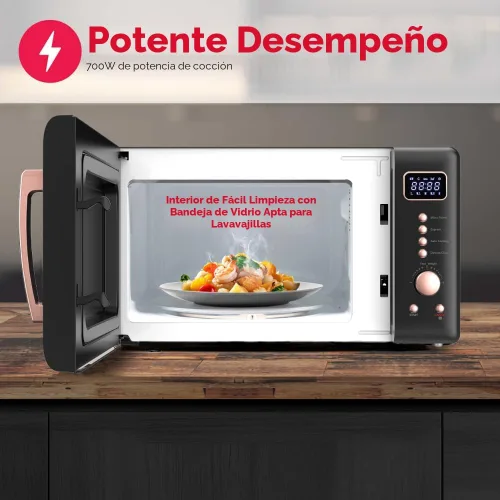 Vista 5 de FRIGIDAIRE EMW788RETRO - Microondas retro de 0.7 pies cúbicos, oro rosa