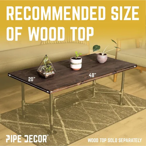 Vista 3 de PIPE DECOR Juego de patas de mesa auxiliar, kit de base de mesa industrial rústica para sala de estar, oficina, tuberías y accesorios ásperos