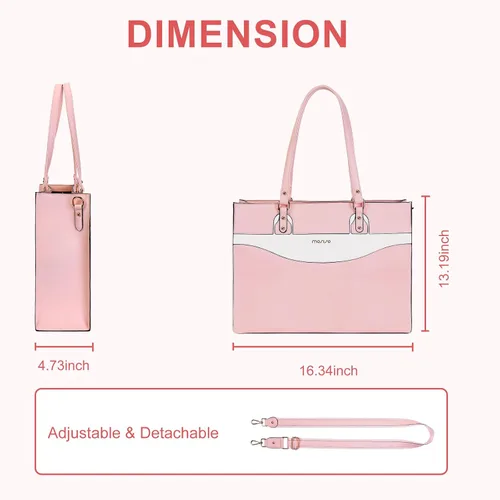 Vista 7 de MOSISO Bolsa de mano para computadora portátil para mujer, bolsa de trabajo de piel sintética con compartimento para laptop compatible con laptop