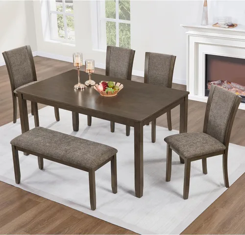 Vista 13 de Harper & Bright Designs Juego moderno de mesa de comedor de 5 piezas de madera para 4 - Mesa de cocina cuadrada pequeña de 34.5" y sillas