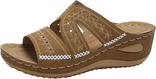 Vista 13 de Generic Sandalias ortopédicas de cuña con soporte de arco para mujer, sandalias informales de punta abierta, unisex para adultos
