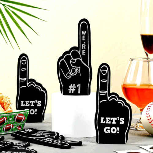 Vista 4 de Sinmoe 48 mini dedos de espuma, somos #1 para fanáticos deportivos, dedos de espuma, baloncesto, béisbol, fútbol, equipo de animadora, regalos