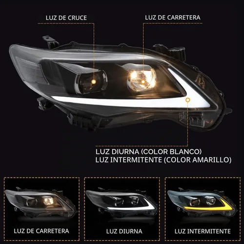 Vista 2 de VLAND Compatible con el conjunto de faros delanteros Toyota Corolla 2011 2012 2013 (no para modelos COROLLA LE)