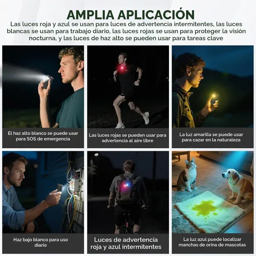 Vista 6 de Linterna EDC recargable, 600 lúmenes de fuentes LED duales, mini luz de clip con luz roja y azul, linternas de bolsillo plano portátiles, linterna