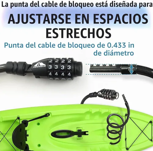 Vista 2 de MARQUE Cable de bloqueo de bicicleta de combinación de 3/8 pulgadas (5 pies, 10 pies, 15 pies, 25 pies) de bloqueo de combinación reiniciable, cable