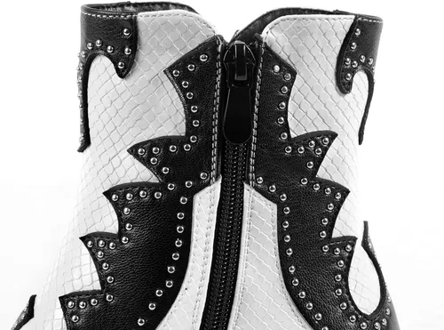 Vista 5 de ANN CREEK Botas vaqueras de tobillo para mujer, botas vaqueras con remaches, botas vaqueras con remaches para mujer, tacón bajo y grueso, botas